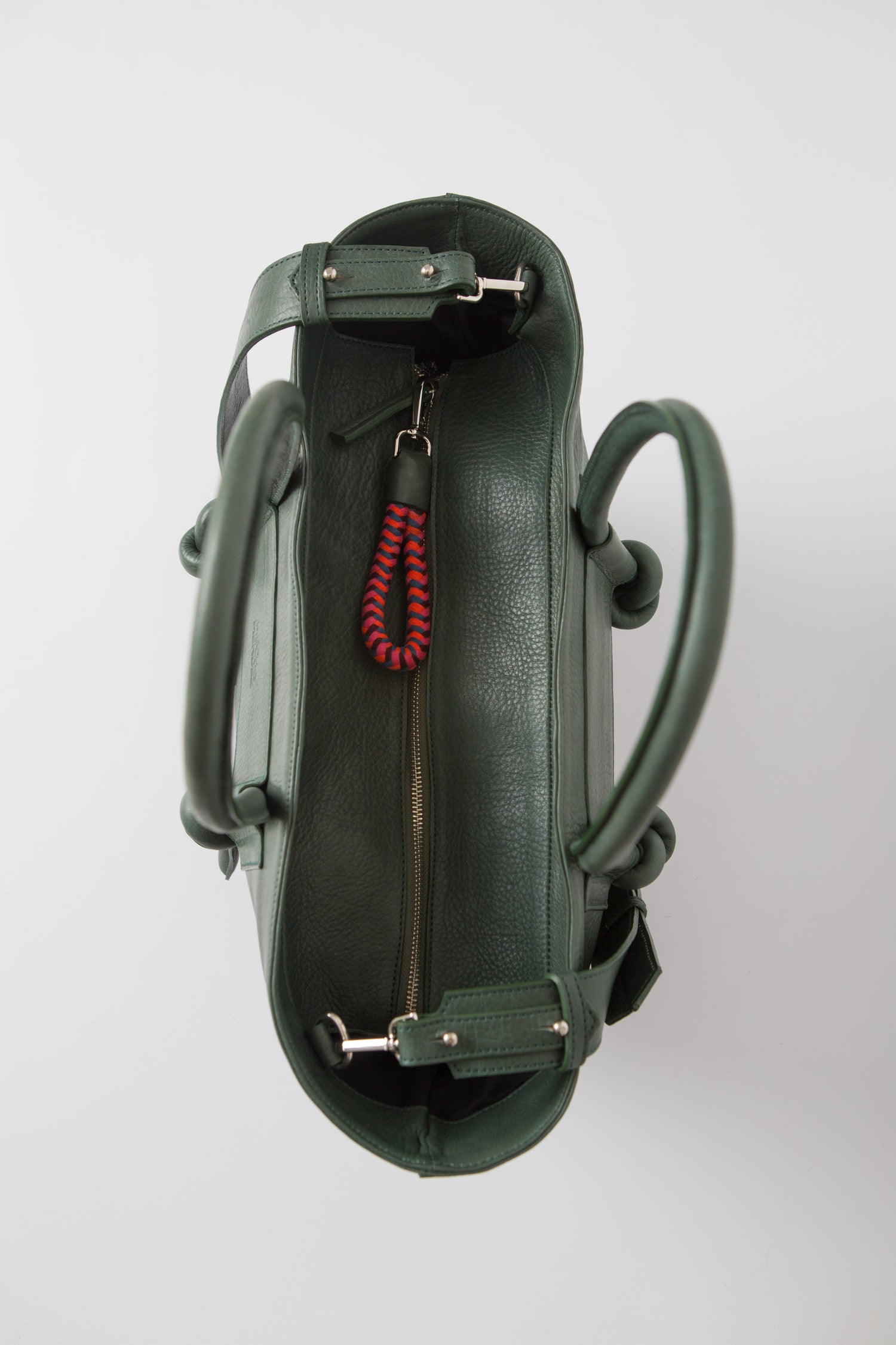 Basket Leather Tote Bag - Forest