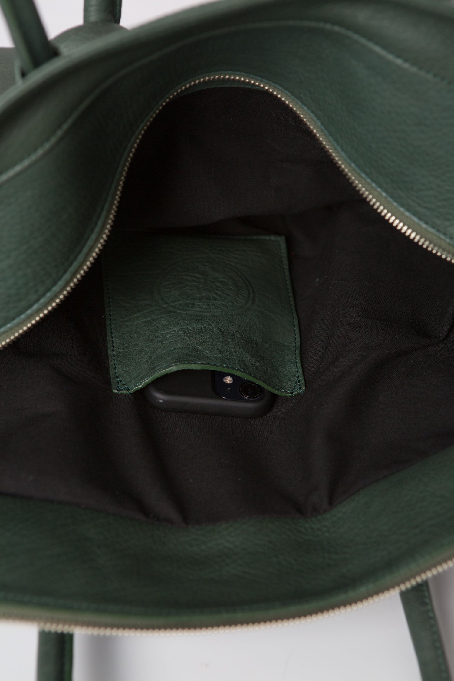 Basket Leather Tote Bag - Forest Hypnotic