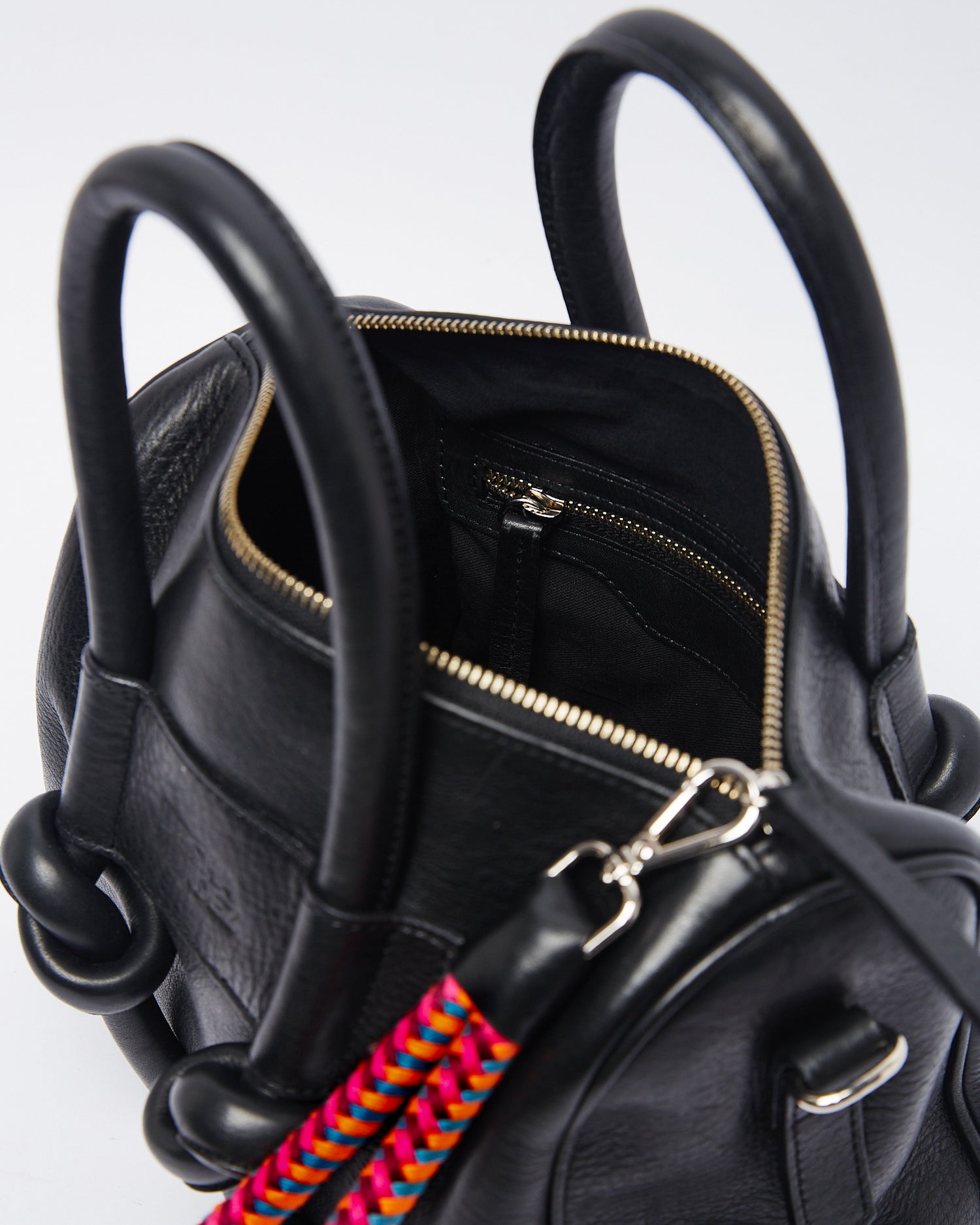 Poty Trunk Leather Bag -  Black