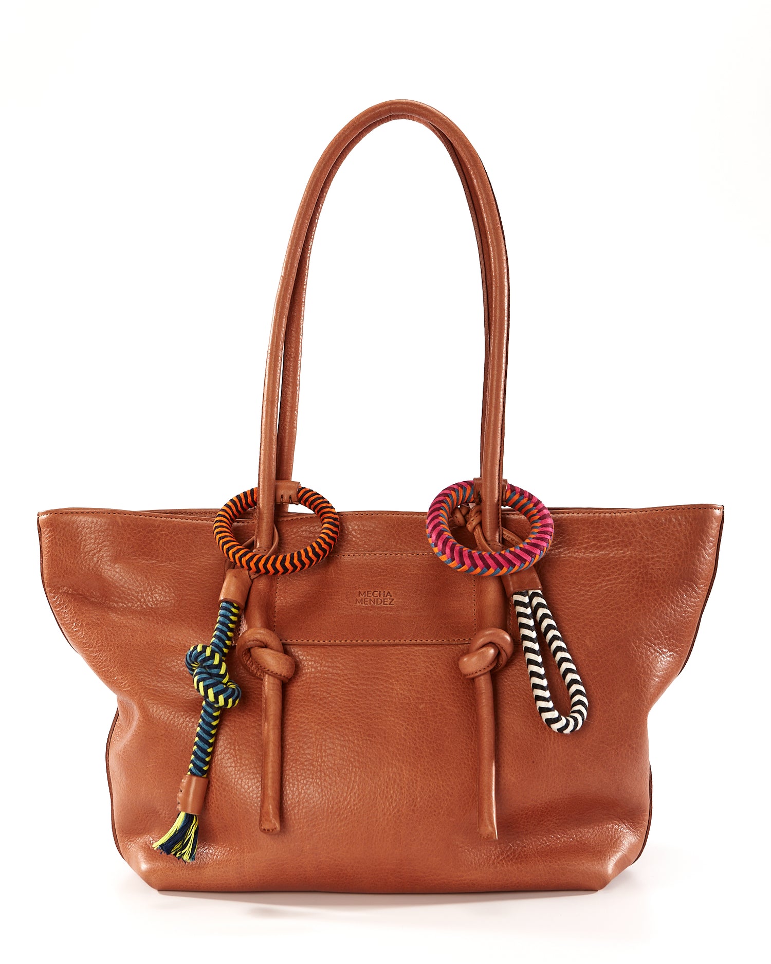 Basket Charms Leather Tote Bag - Tan
