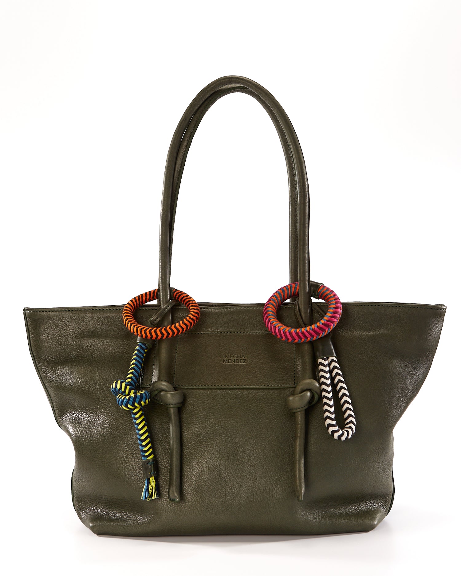 Basket Charms Leather Tote Bag - Forest