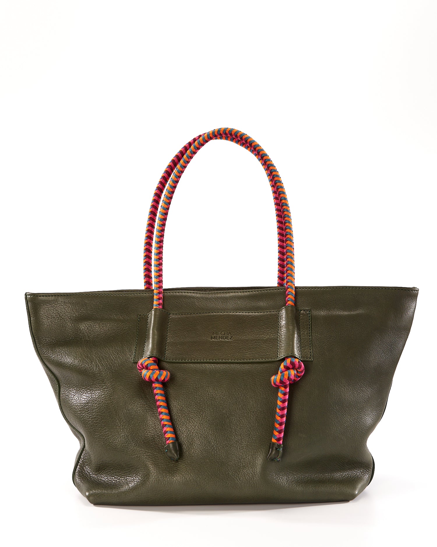 Basket Leather Tote Bag - Forest Hypnotic