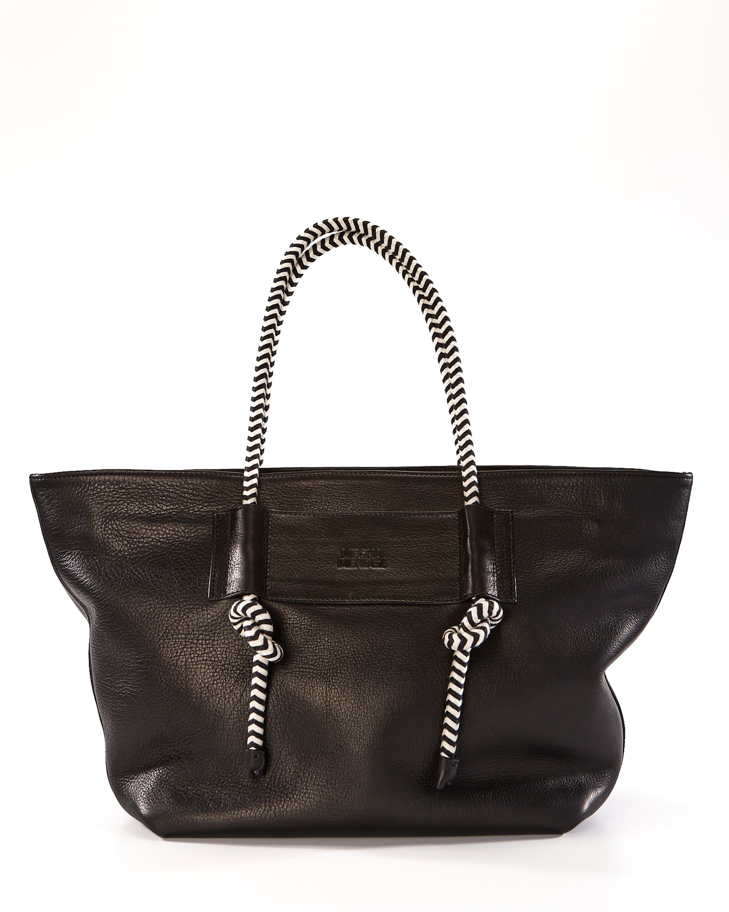 Basket Leather Tote Bag - Black Bataraza