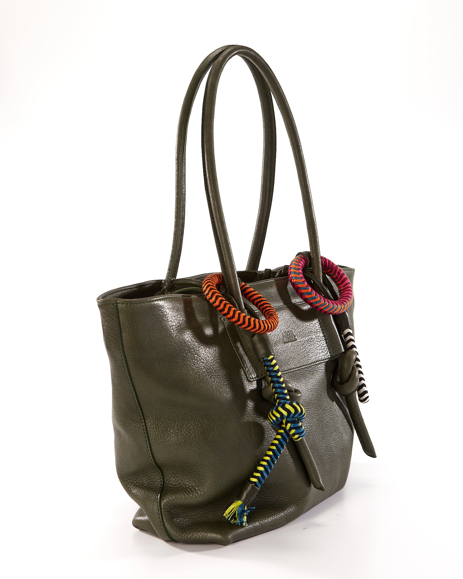 Basket Charms Leather Tote Bag - Forest