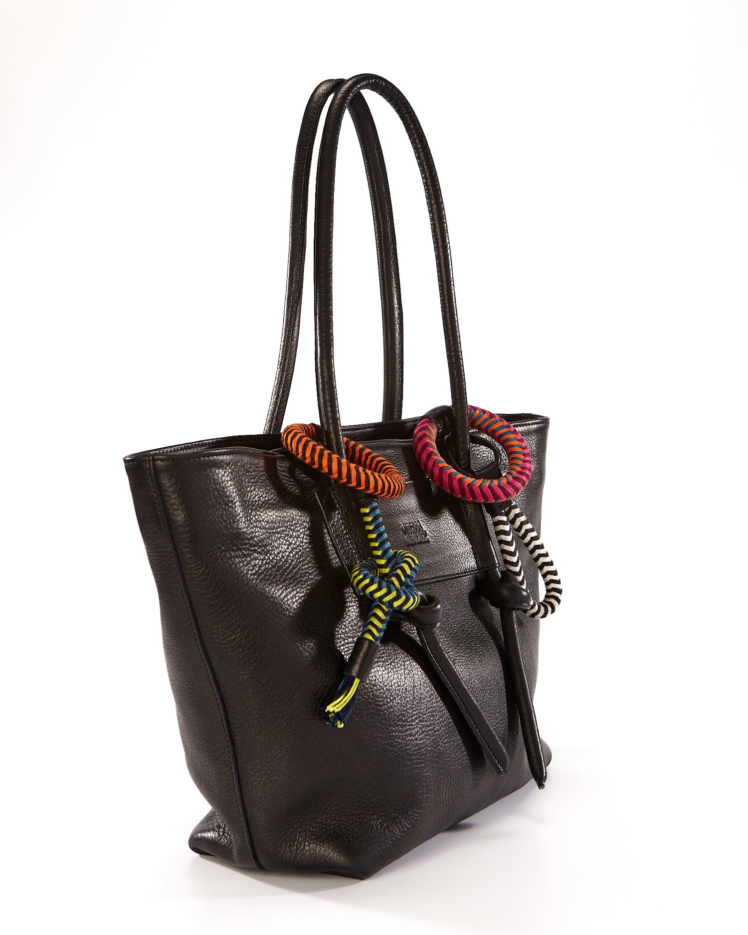 Basket Charms Leather Tote Bag - Black