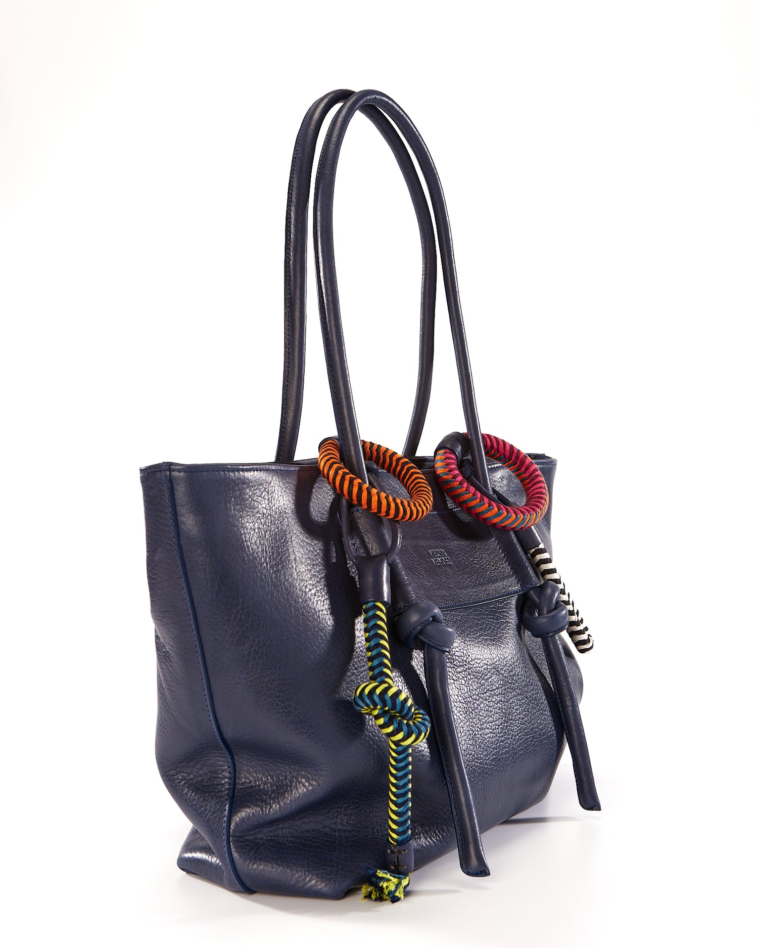 Basket Charms Leather Tote Bag - Blue