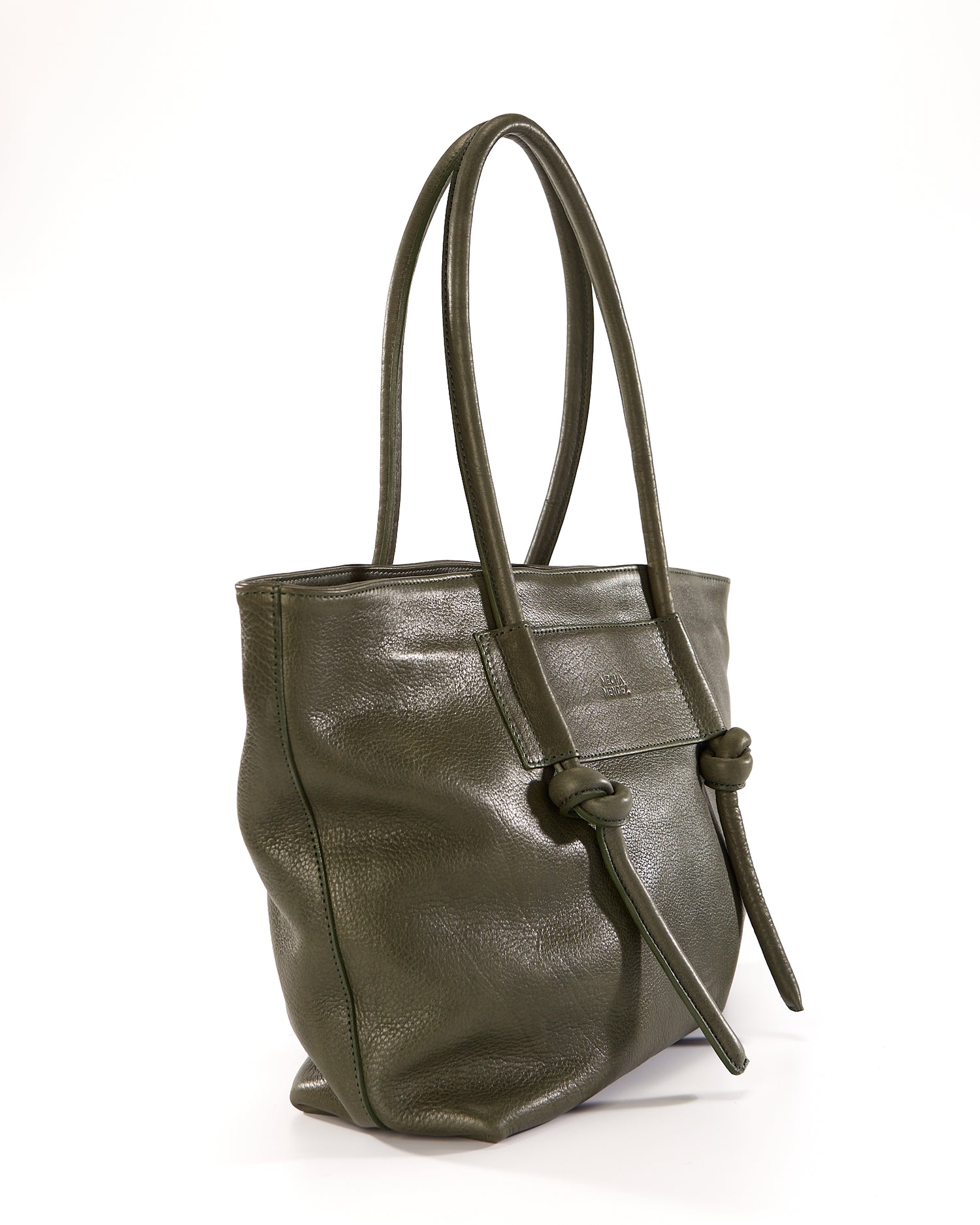 Basket Leather Tote Bag - Forest