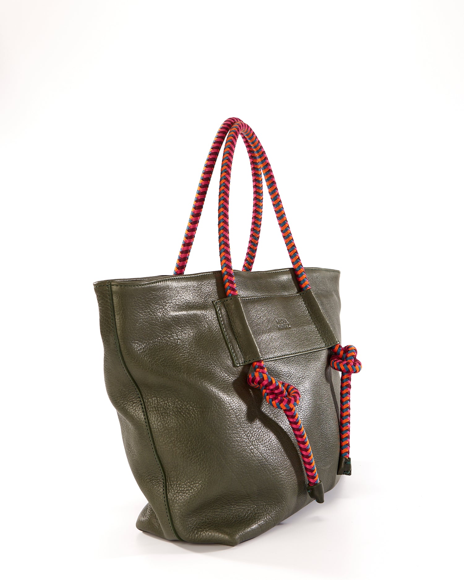 Basket Leather Tote Bag - Forest Hypnotic