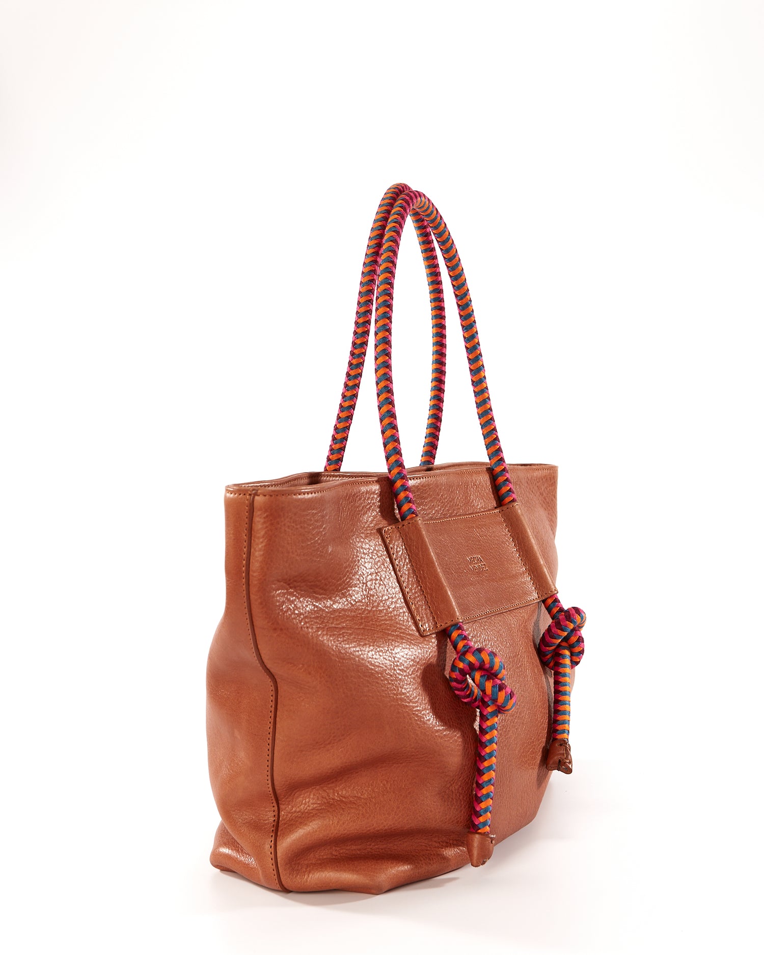 Basket Leather Tote Bag - Tan Hypnotic