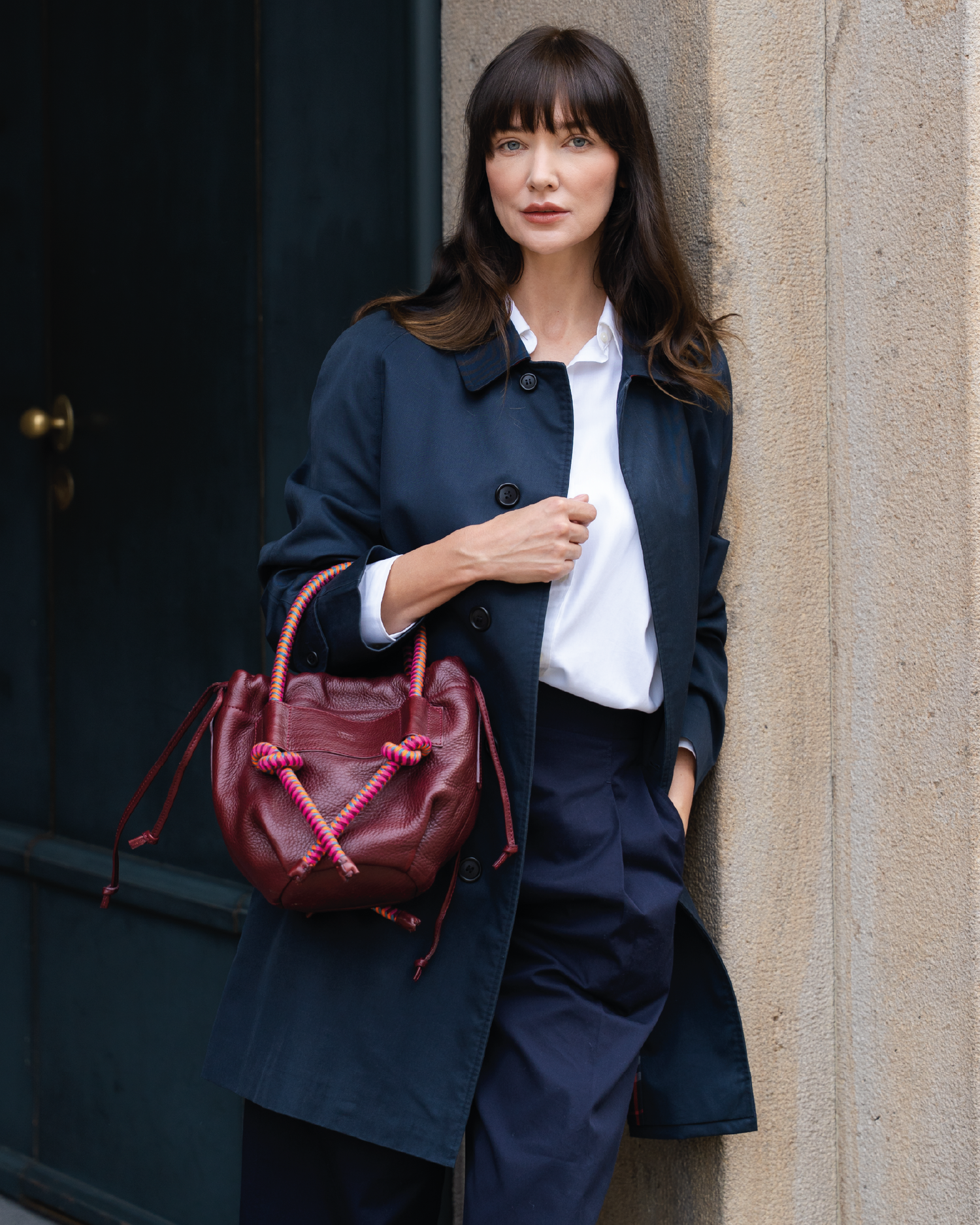 Irupe Medium Leather Bag - Burgundy Hypnotic