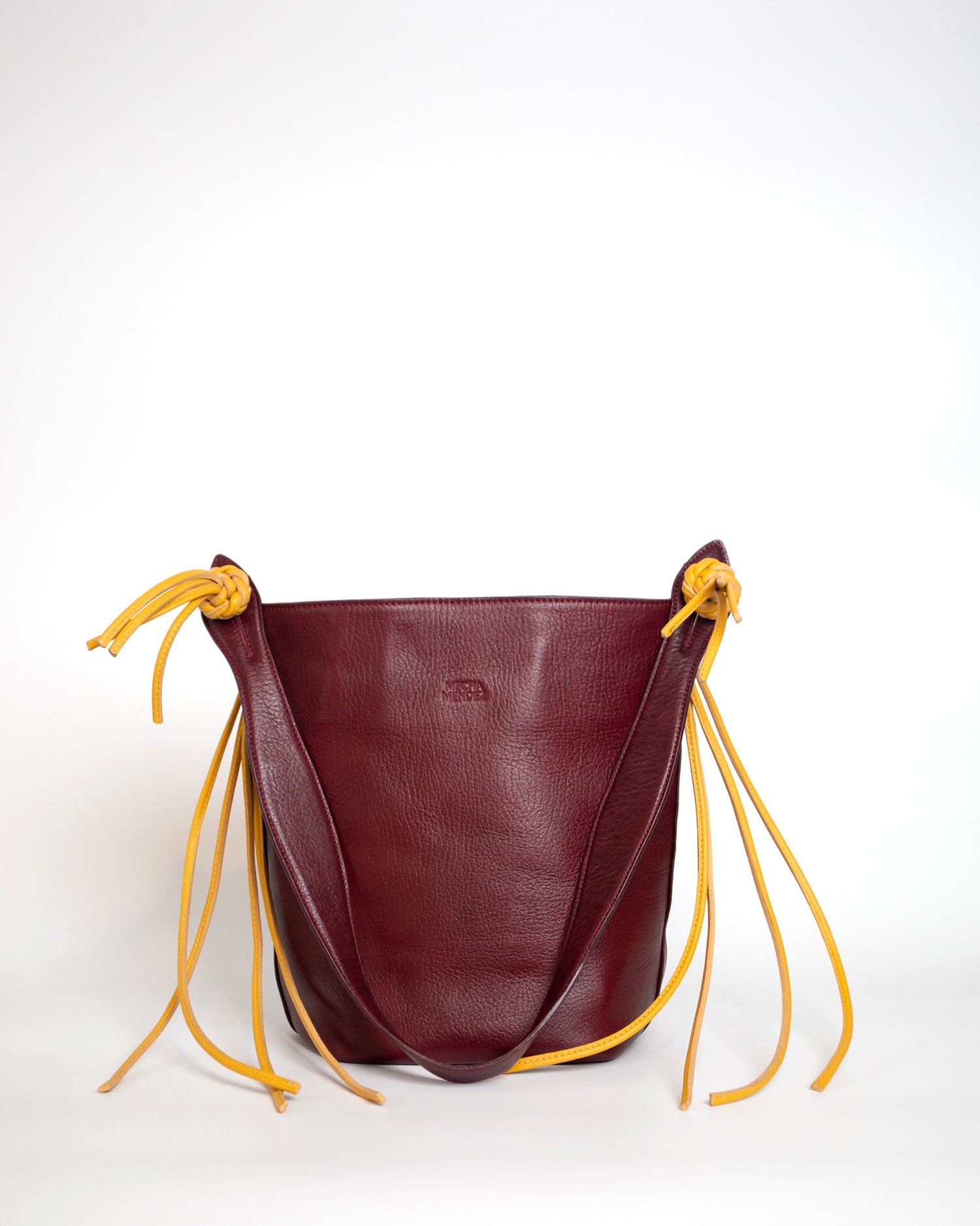 Yarara Leather Shoulder Bag - Burgundy & Yellow