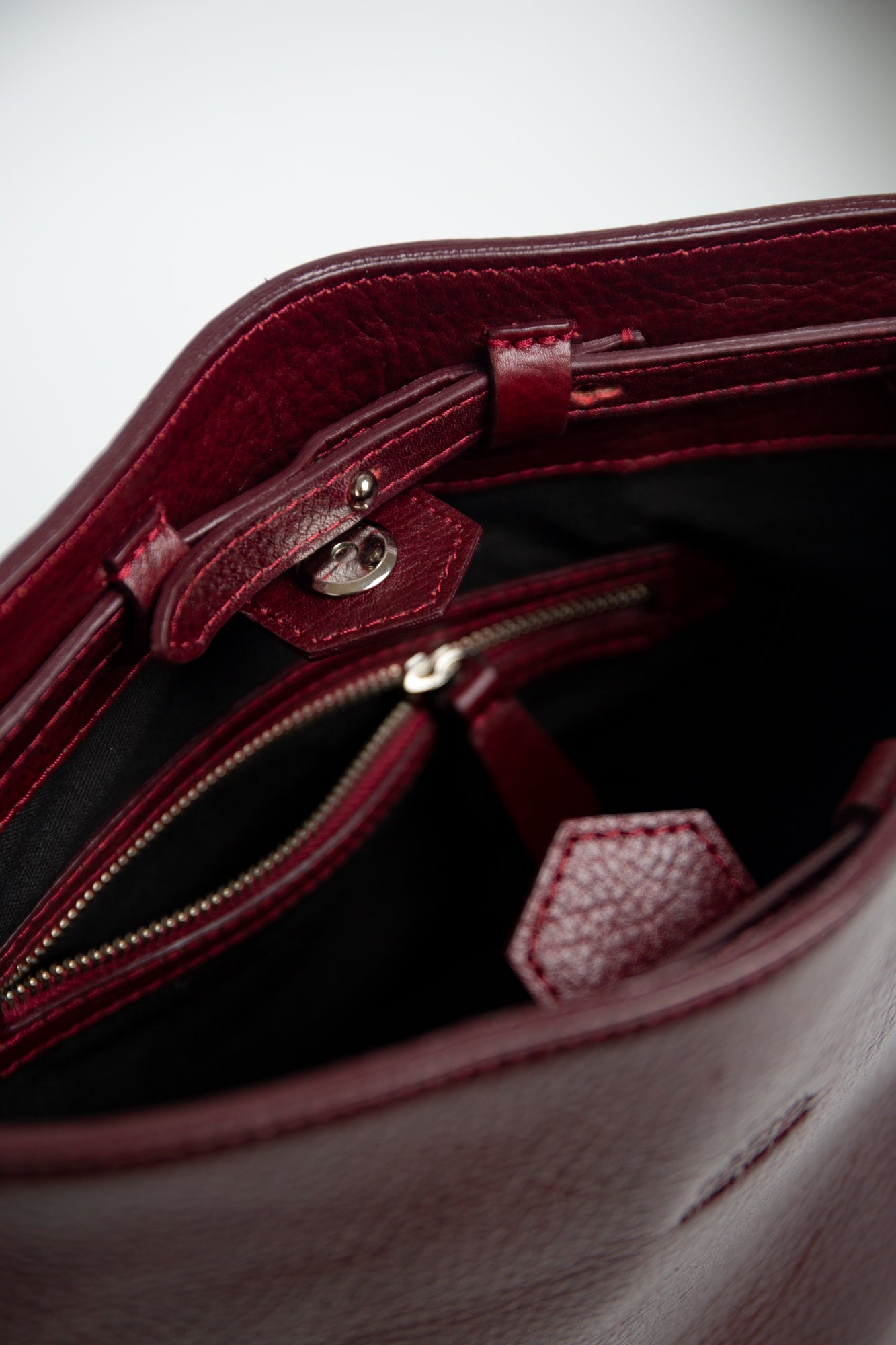 Yarara Leather Shoulder Bag - Burgundy & Yellow