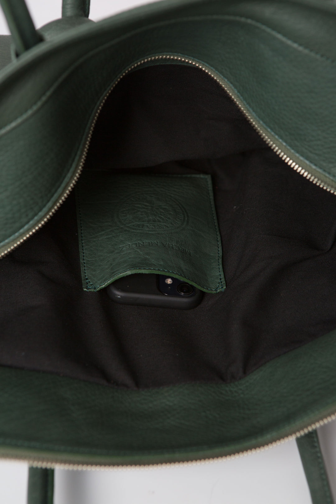 Basket Leather Tote Bag - Forest