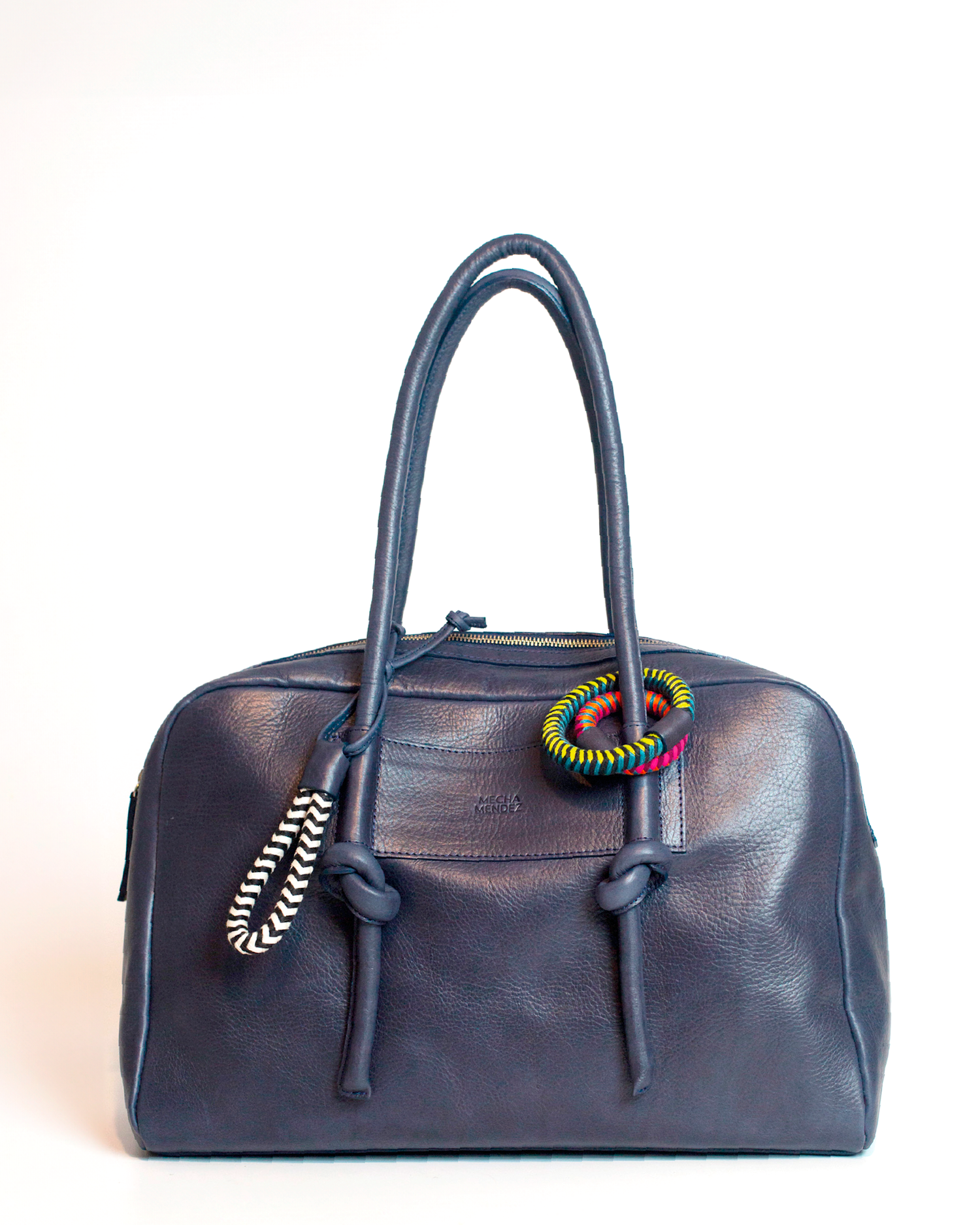 Litoral Charms Leather Tote Bag - Blue