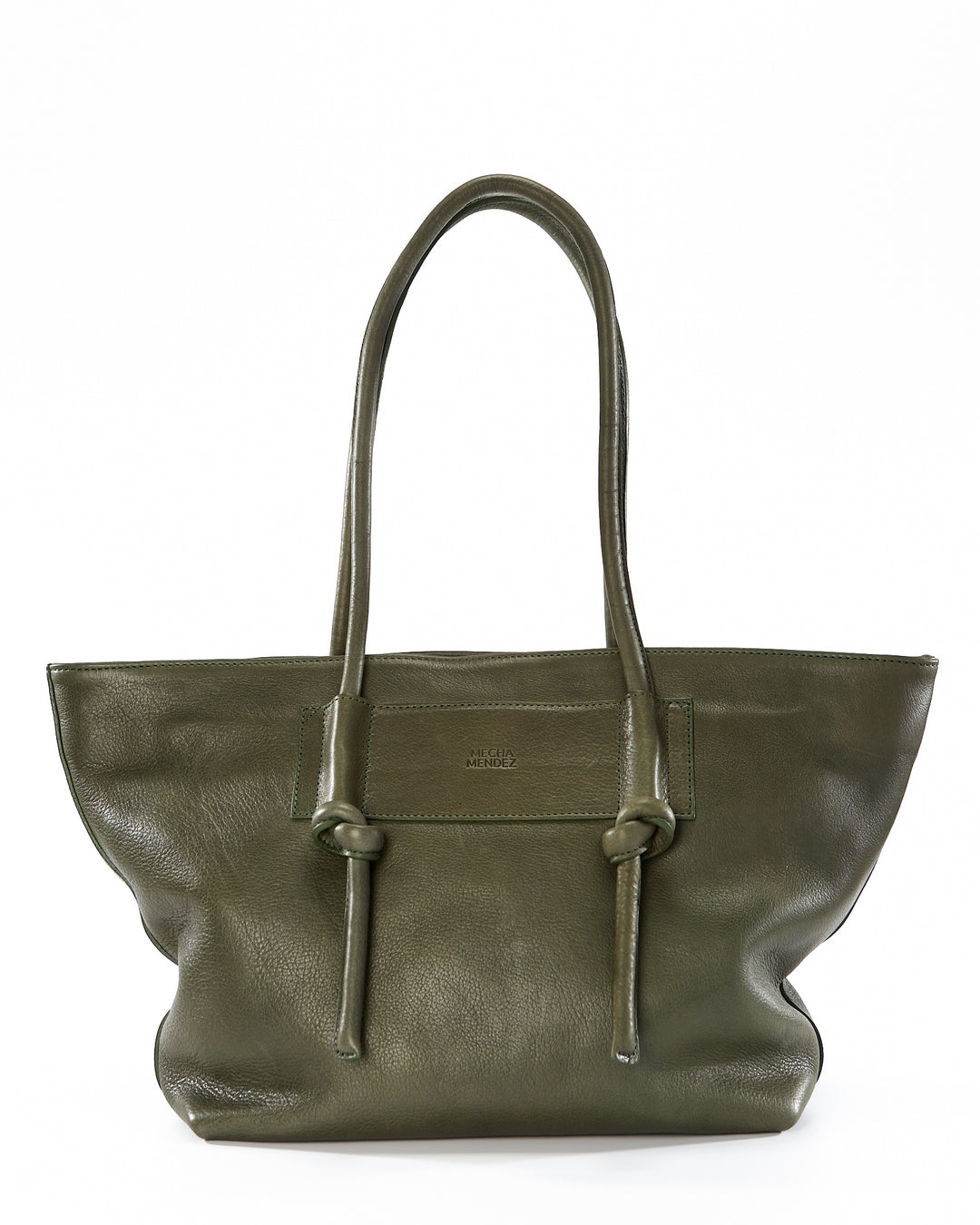 Basket Leather Tote Bag - Forest