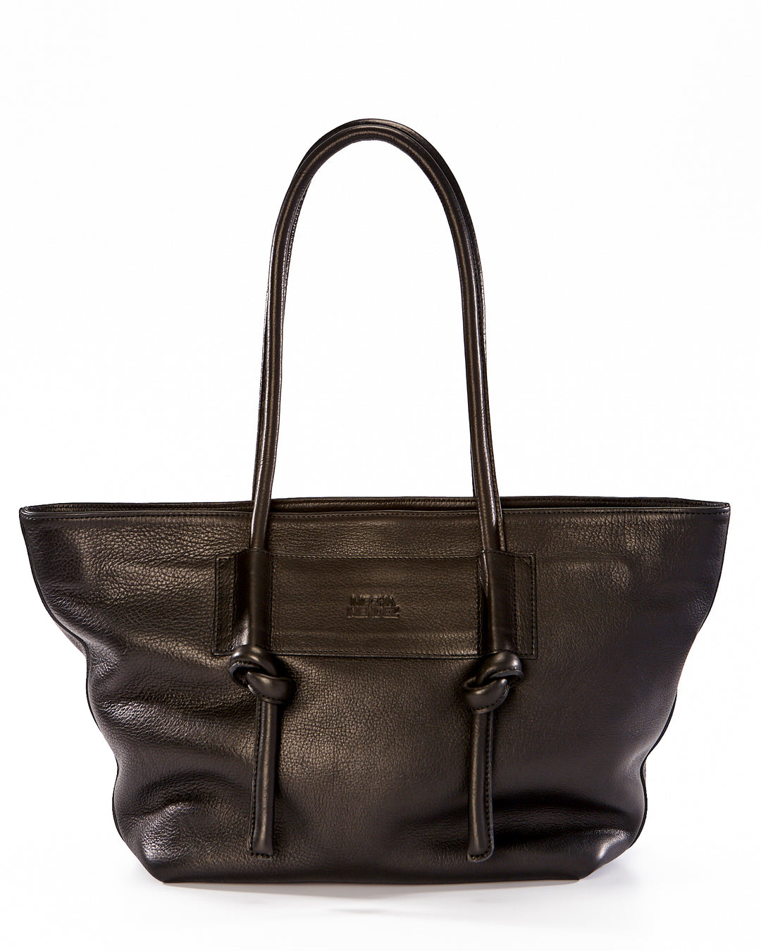 Basket Leather Tote Bag - Black