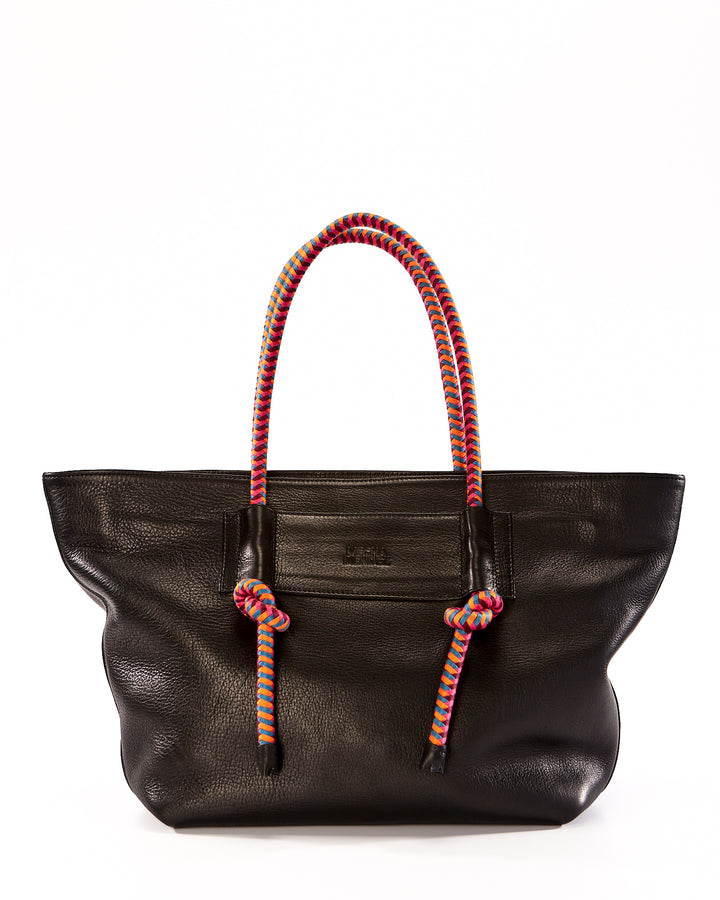Basket Leather Tote Bag - Black Hypnotic
