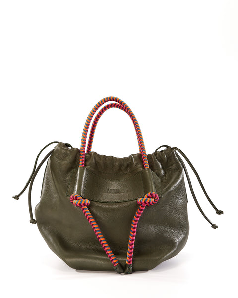 Irupe Large Leather Bag - Forest Hypnotic – MECHA MENDEZ