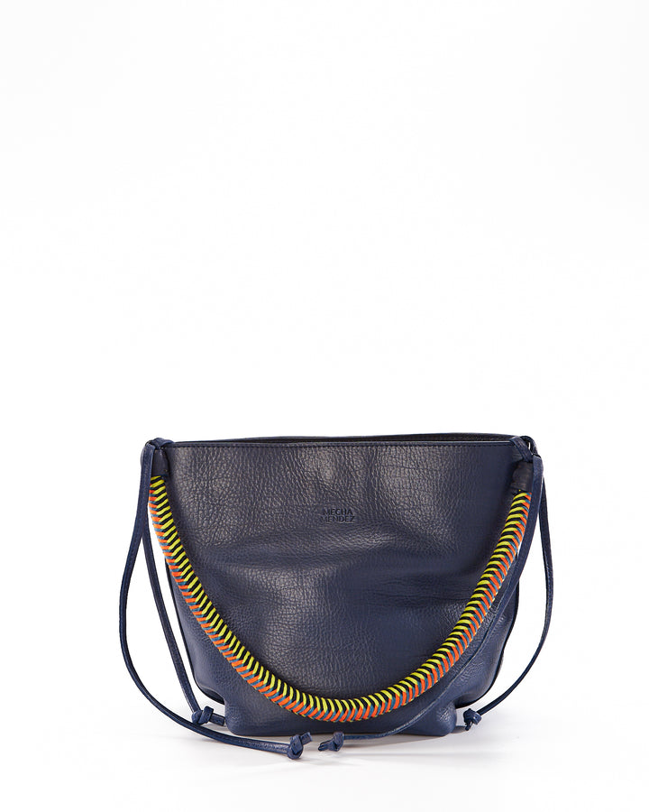 Gaucha Leather Bucket Bag - Blue Amazonica