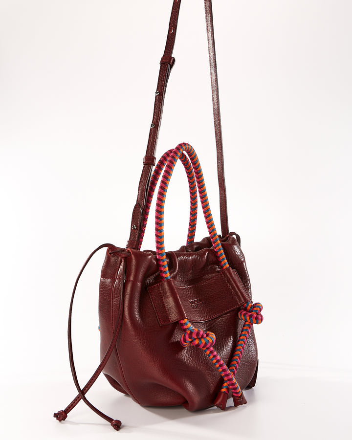 Irupe Medium Leather Bag - Burgundy Hypnotic