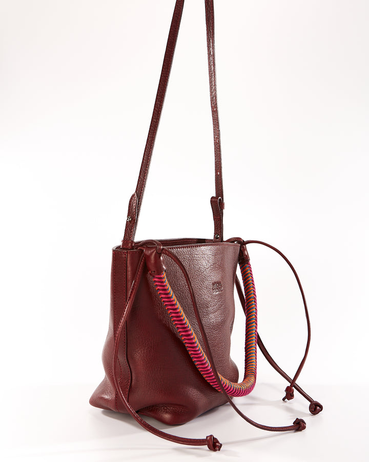 Gaucha Leather Bucket Bag - Burgundy Hypnotic