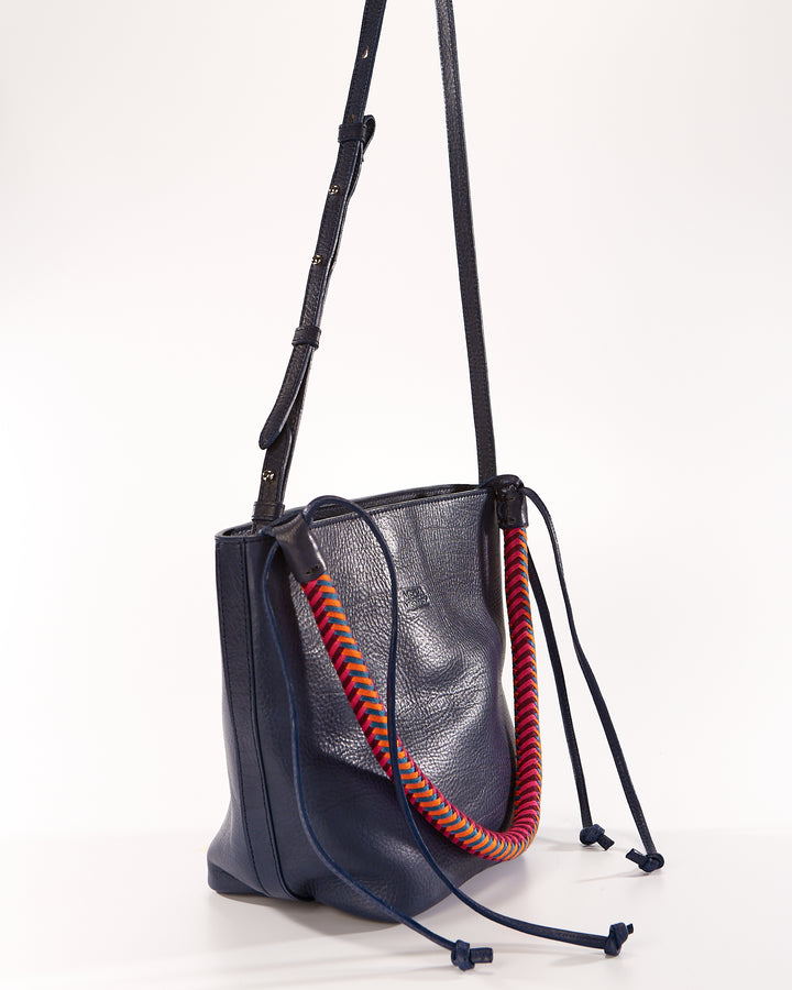 Gaucha Leather Bucket Bag - Blue Hypnotic