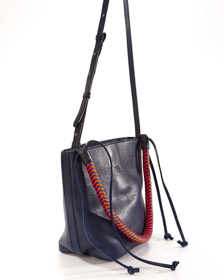 Gaucha Leather Bucket Bag - Blue Hypnotic