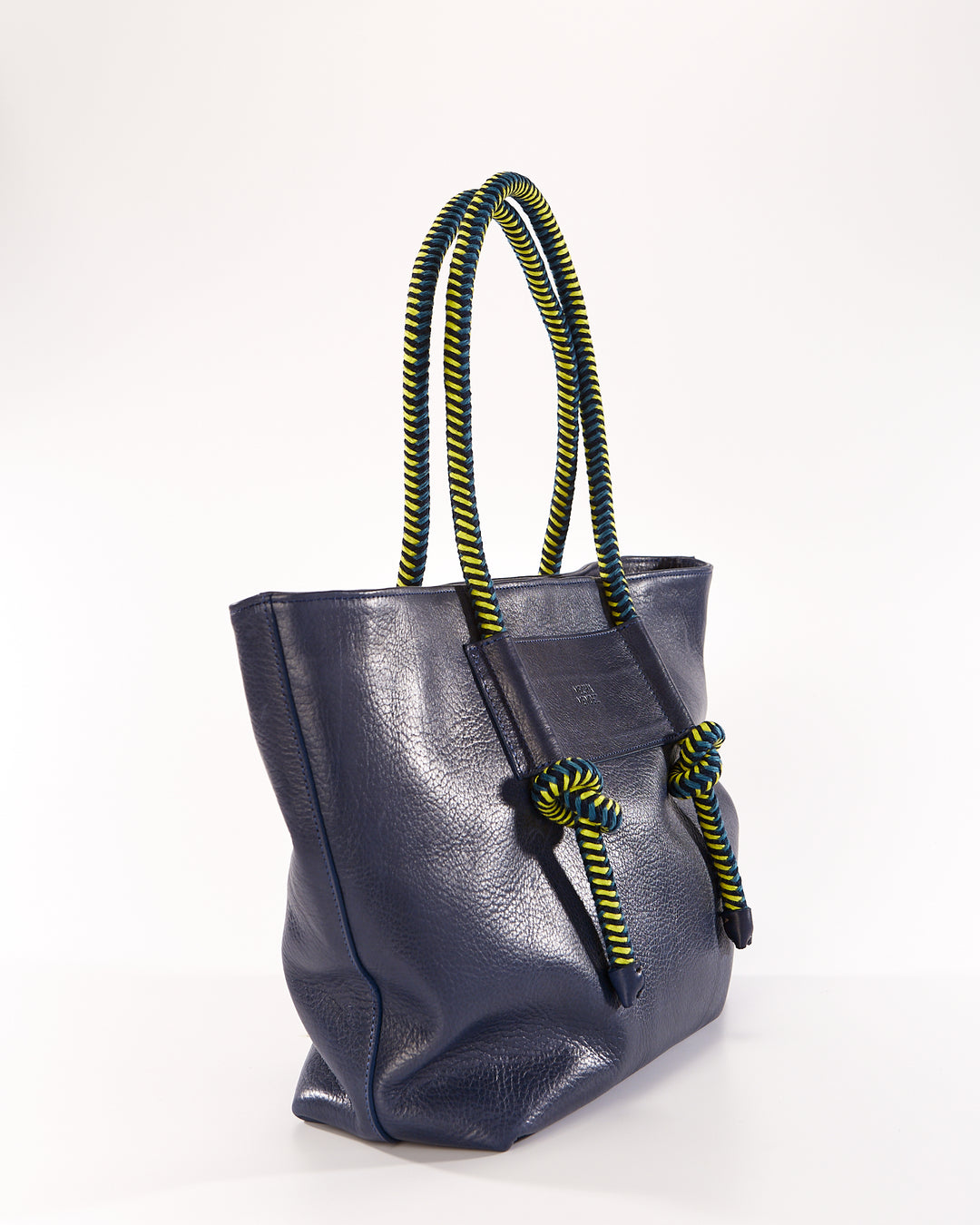 Basket Leather Tote Bag - Blue Pacifico