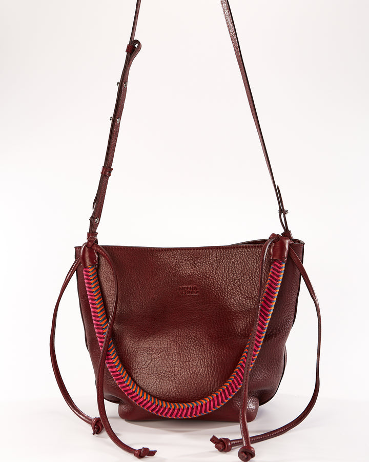 Gaucha Leather Bucket Bag - Burgundy Hypnotic