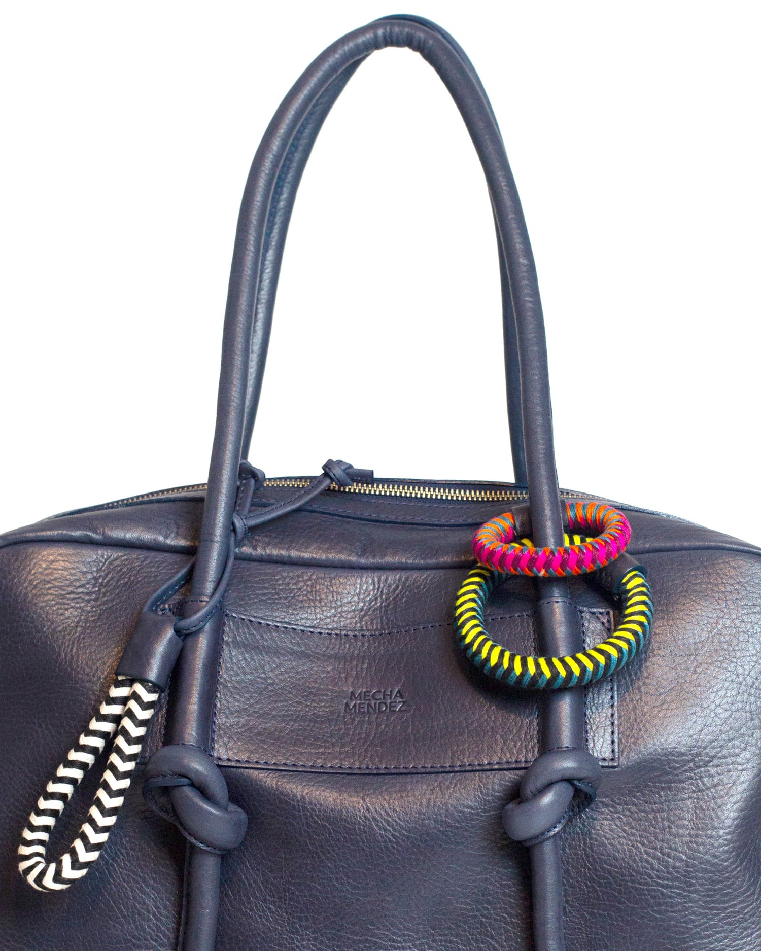 Litoral Charms Leather Tote Bag - Blue