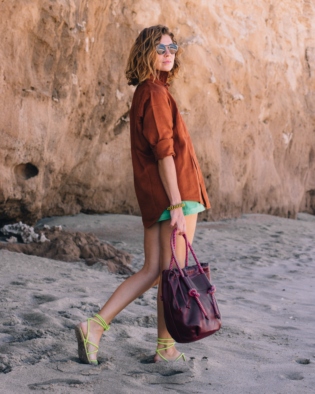 Irupe Large Leather Bag - Burgundy Hypnotic