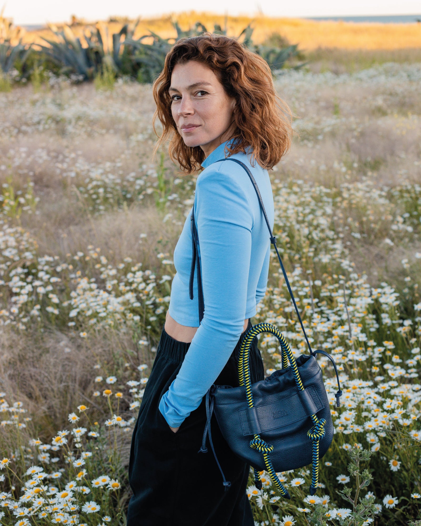 Irupe Medium Leather Bag - Blue Pacifico – MECHA MENDEZ