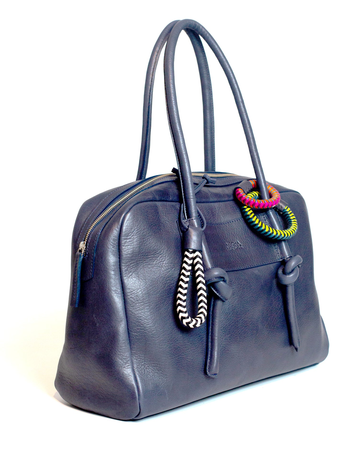 Litoral Charms Leather Tote Bag - Blue