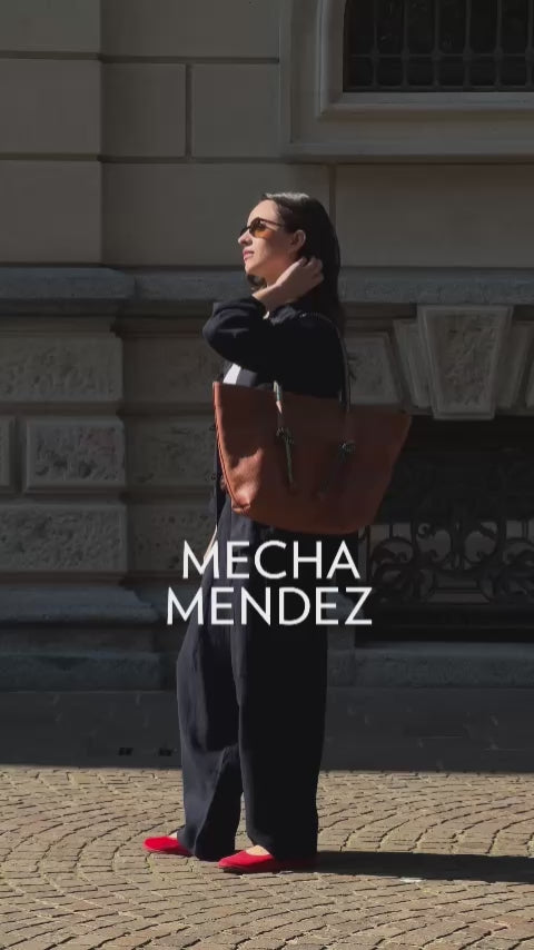 Basket Leather Tote Bag - Tan Pacifico